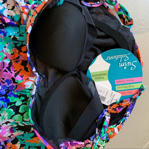 Swim Solutions Floral Tummy-Control Swimsuit - Picture 5 of 5